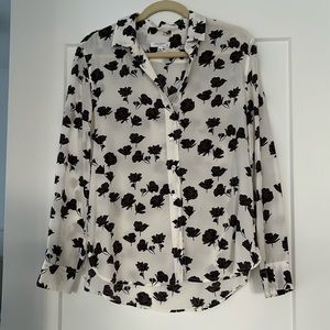 Equipment Black & White Silk Button Down